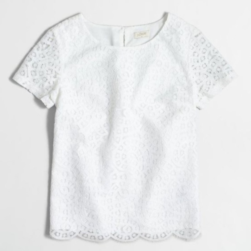 NWT J. Crew White lace blouse 6/8